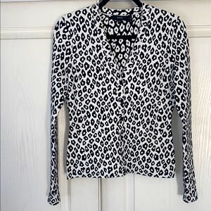 Theory- Black and White Leopard Print Women's Cardigan